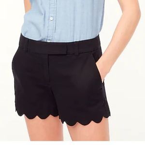J.Crew black scalloped hem linen blend shorts